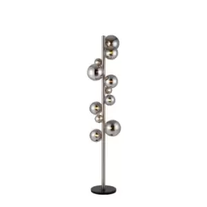 Image of Marshall Floor Lamp, 11 Light G9, Satin Nickel, Chrome Plated Glass