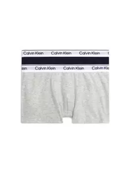 Image of Calvin Klein Boys 2 Pack Trunk - Grey/Navy, Multi, Size Age: 14-16 Years