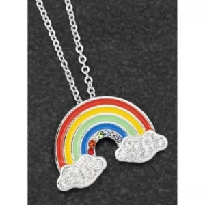 Image of Colourful Rainbow Silver Plated Rainbow Clouds Necklace