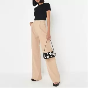 Image of Missguided Tall Tailored Wide Leg Trouser - Neutral