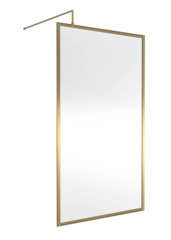 Image of Balterley 8mm Wetroom Screen & Support Bar: 1100 mm, Brushed Brass in Metallics Metallics Unisex