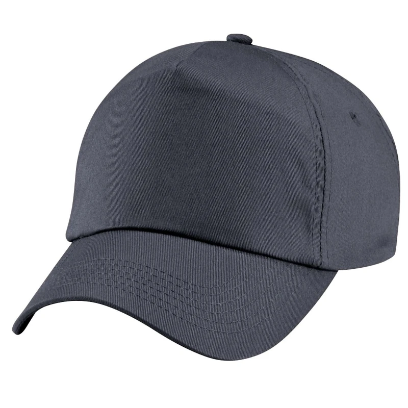 Image of Beechfield Plain Original 5 Panel Baseball Cap in Mid Grey Mid Grey Unisex One Size