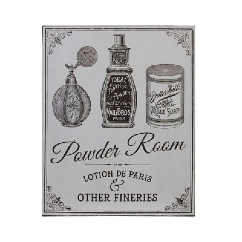 Image of Premier Housewares Durably Constructed Powder Room Wall Plaque, Compact Wall Art, Lightweight Home Decoration Poster Grey