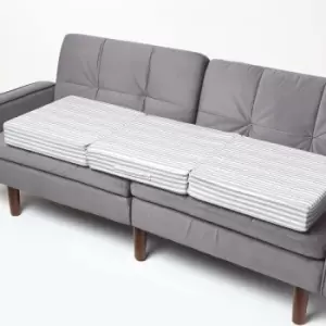 Image of Grey Stripe Cotton Orthopaedic Foam 3 Seater Booster Cushion - Grey Stripe - Homescapes