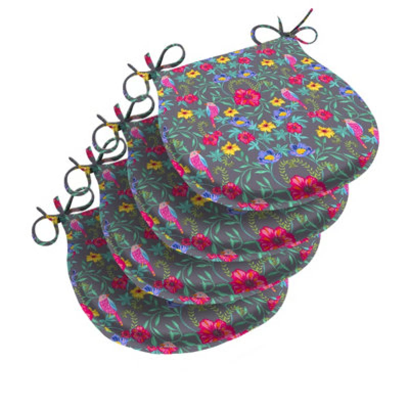 Image of Luxury Living Wildflower D Shape Seat Pad Set Of 4