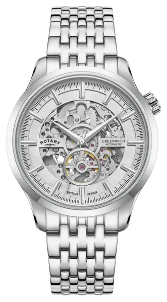 Image of Rotary GB02945/06 Greenwich Skeleton Dial Stainless Watch