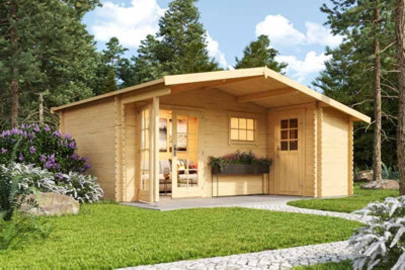 Image of Lasita Maja Little Rock-Log Cabin, Wooden Garden Room, Timber Summerhouse, Home Office - L558.7 X W480 X H245.1 Cm