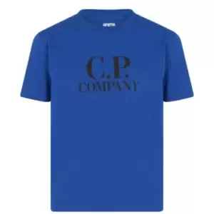 Image of CP COMPANY Boys Goggle Logo T Shirt - Blue