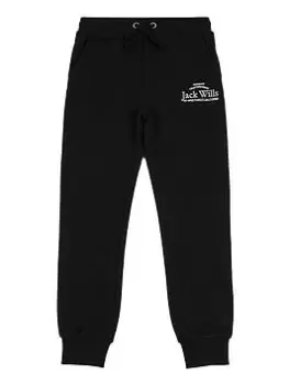 Image of Jack Wills Girls Script Slim Jogger - Black, Size Age: 8-9 Years, Women