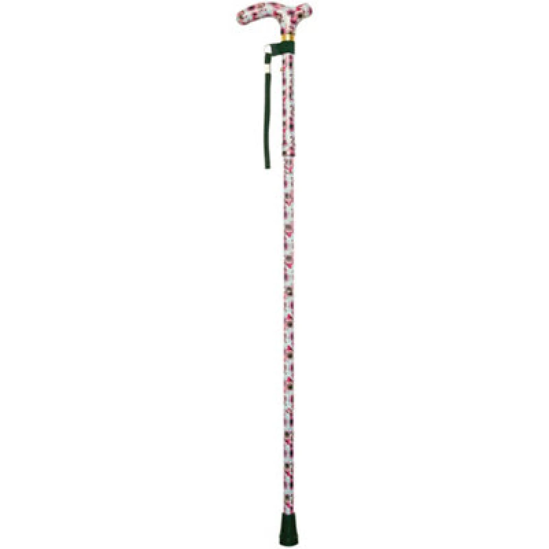 Image of Loops Deluxe Ambidextrous Foldable Walking Cane - 5 Height Settings - Rose Design Multi