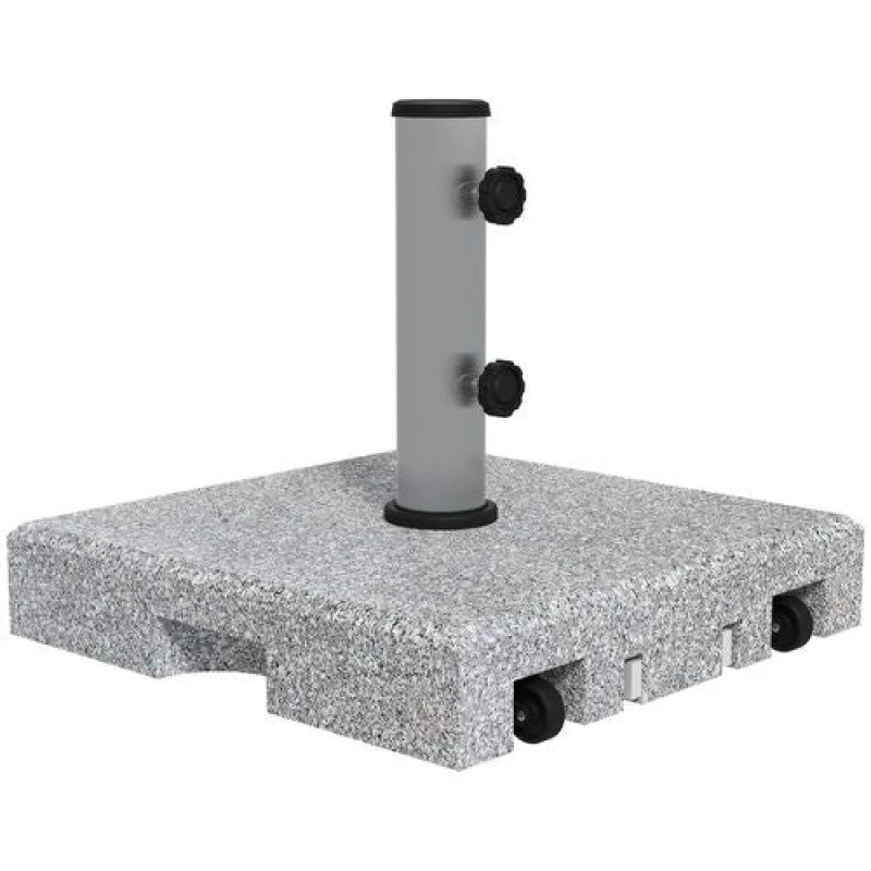 Image of Outsunny 28Kg Heavy Duty Granite Parasol Base With Wheels, Grey 84D-287V00GY