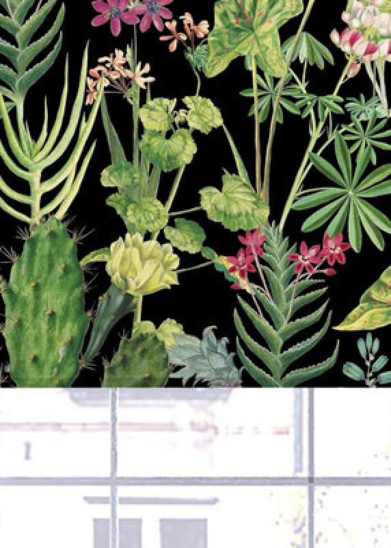 Image of Lister Cartwright Tropical Plants Design Blackout Roller Blinds (Black, 150 Cm Width X 160 Cm Drop) Child Safety Included