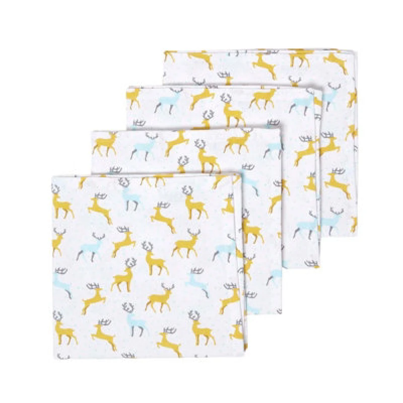 Image of Homescapes Majestic Stag Grey Christmas Napkins, Set of 4 Grey