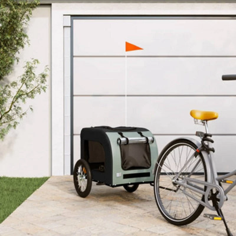 Image of VIDAXL Vidaxl - Pet Bike Trailer Black and Grey Oxford Fabric and Iron 93832