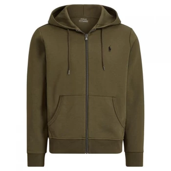 Image of POLO RALPH LAUREN Technical Full Zip Logo Hoodie - Company Olive/Black
