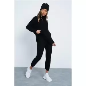 Image of I Saw It First Black Knitted Roll Neck Jumper And Legging Set - Black