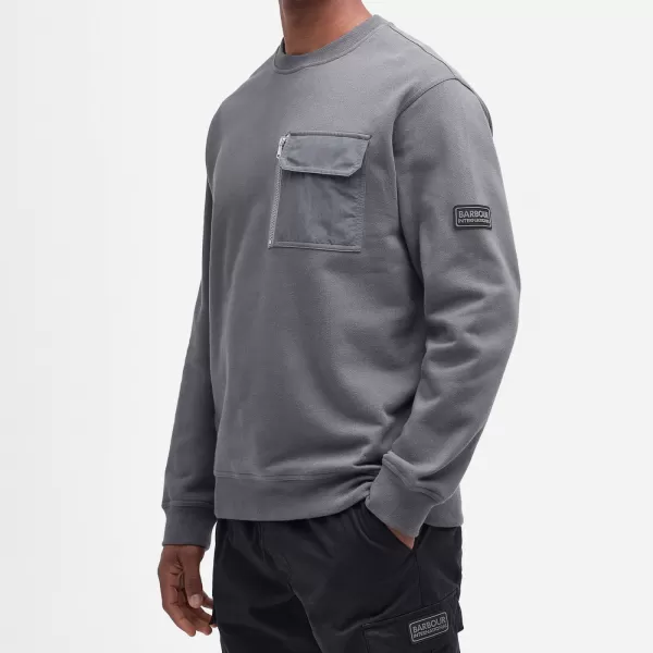 Image of Barbour International Mens Counter Crew Neck Sweatshirt - Night Grey - XL