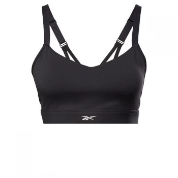 Image of Reebok Lux Strappy Medium-Impact Sports Bra Womens - Black
