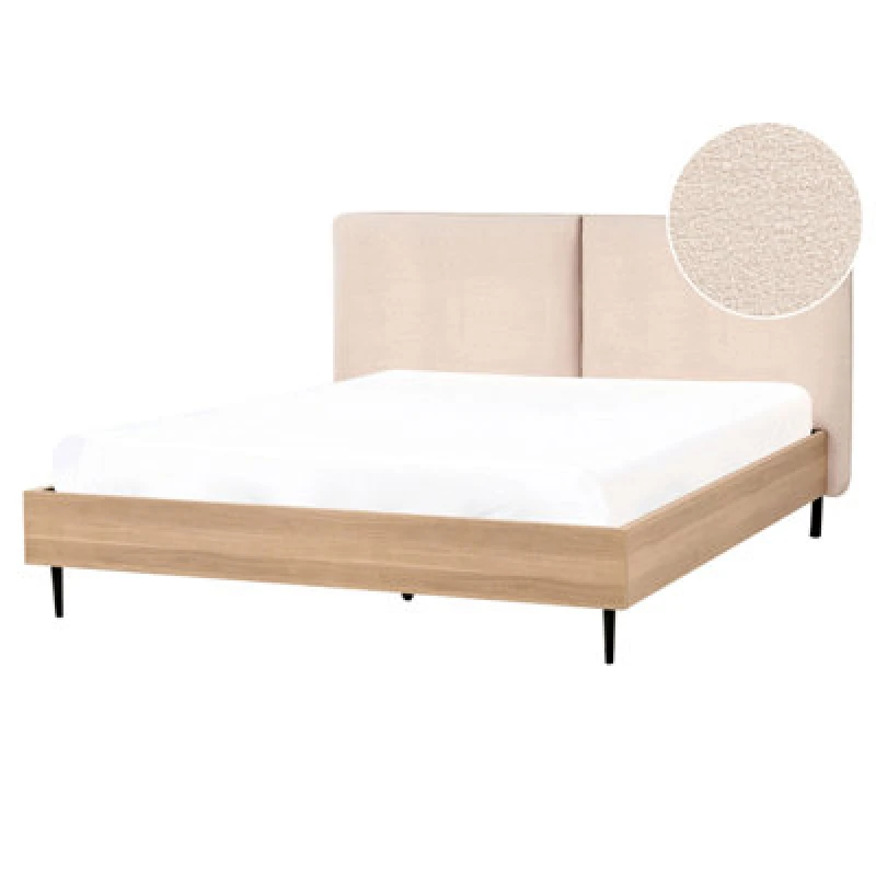 Image of Beliani Bed Boucle Limanton 160 X 200 Cm (Eu King Size) Beige
