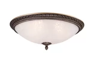Image of Pascal Flush Bowl Ceiling Lamp Bronze Antique, 4 Light, E27