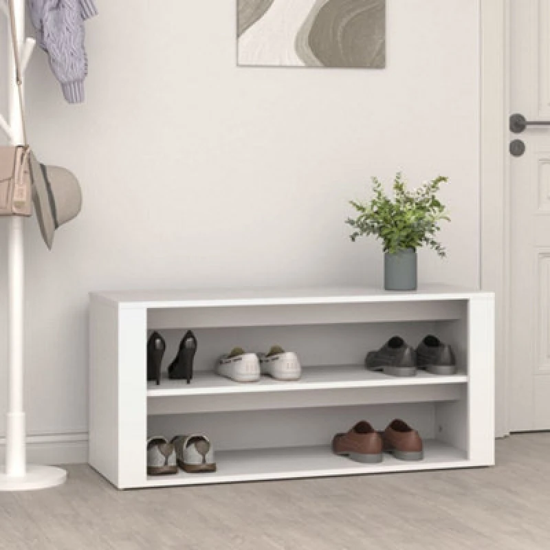Image of Vidaxl Shoe Rack White 100X35X45cm Engineered Wood