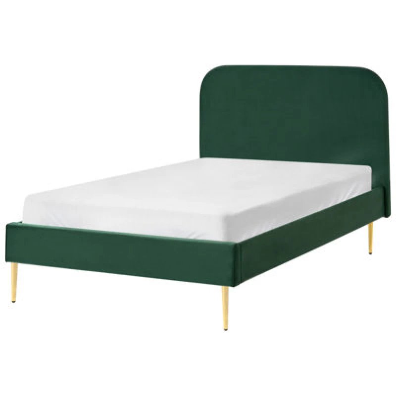Image of Beliani Bed Velvet Flayat 120 X 200 Cm (Eu Small Double) Dark Green