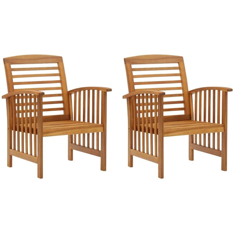 Image of MINKUROW Garden Chairs 2 pcs Solid Acacia Wood vidaXL LFQ- 310256