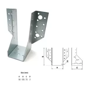 Image of Jiffy Timber Joist Hangers Decking Lofts Roofing Zinc Packs - Size 50x130x72x2mm - Pack of 5