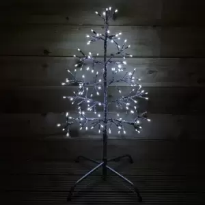 Image of 78cm Outdoor Lit Silver Twinkling Christmas Tree with 140 LEDs in Cool White
