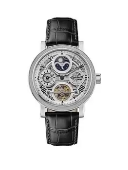 Image of Ingersoll The Row Automatic Mens Watch With Silver Dial And Black Leather Strap - I12401