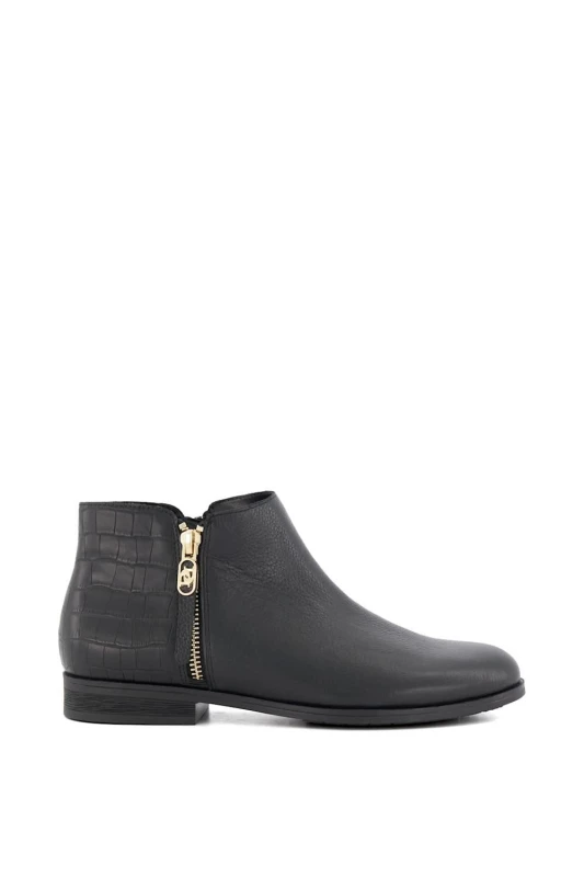 Image of Dune London 'Pond' Leather Ankle Boots Black female