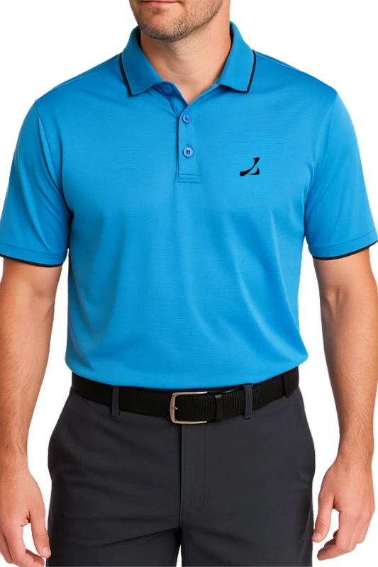 Image of Island Green UV Protection Stretch Waffle Knit Golf Polo Shirt Turquoise