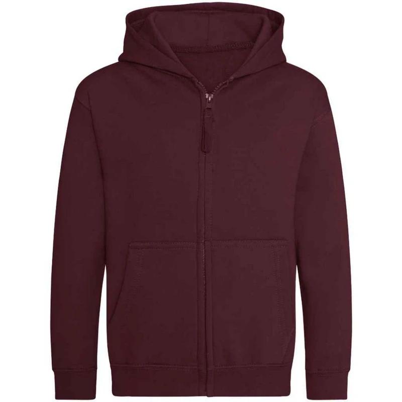 Image of AWDis Cool Zoodie Full Zip Hoodie in Burgundy Size: 12-13 Years Burgundy Unisex 12-13 Years