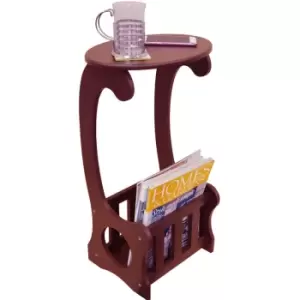 Image of Scroll - Side / End / Bedside Table with Magazine / Book Storage Rack - Dark - Dark