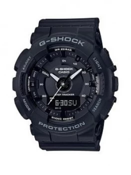 Image of Casio Casio G-Shock Black Chronograph Step Tracker Dial Black Silicone Strap Mens Watch, One Colour, Men