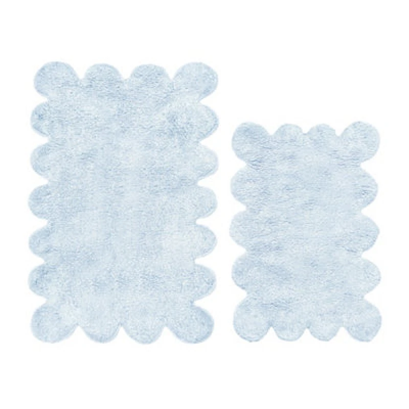 Image of Allure Bath Fashions Two Piece Scallop Bath Mat Set - Baby Blue