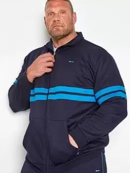 Image of BadRhino Track Stripe Sweat Top - Navy Blue, Navy, Size L, Men