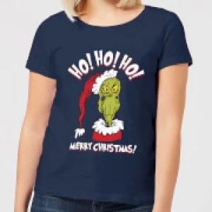 Image of The Grinch Ho Ho Ho Womens Christmas T-Shirt - Navy - L