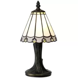 Image of Luminosa Lighting - Tiffany Table Lamp, 1 x E14, White, Grey, Clear Crystal Shade