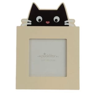 Image of Feline Fine Black Cat Wooden Photo Frame