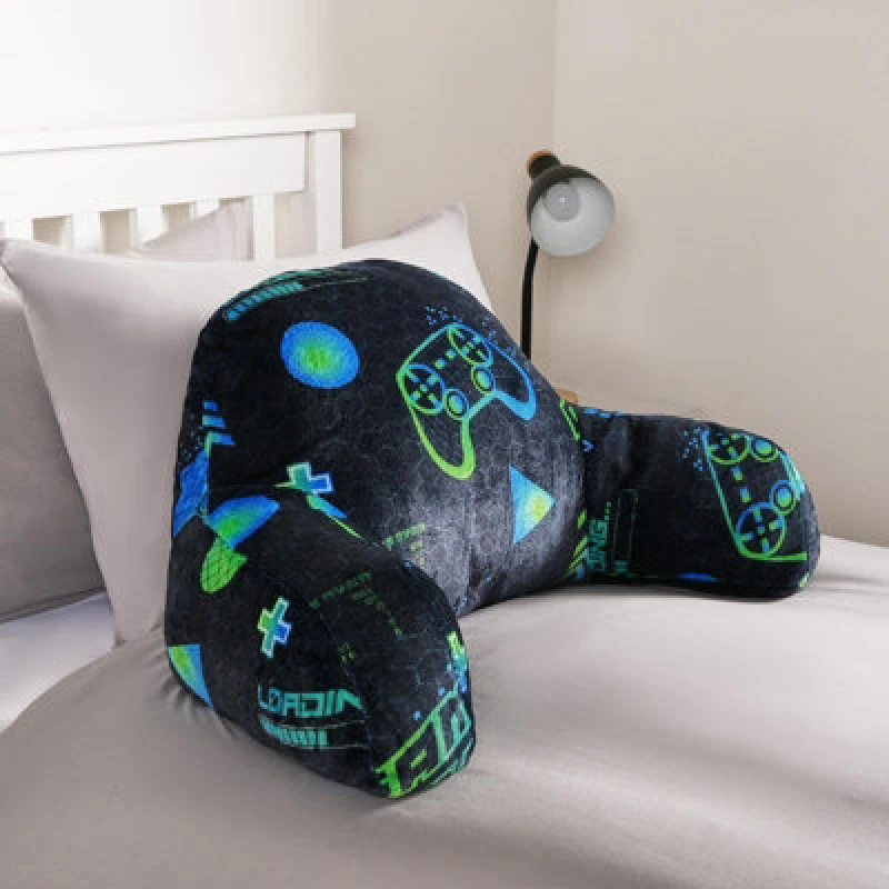 Image of OHS OHS Gaming Cushion Bed Pillow Reading Gamer Support Arms Lumbar Chair in Green Green One Size Unisex 5027434203192