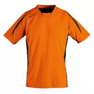 Image of SOLS Childrens/Kids Maracana 2 Short Sleeve Football T-Shirt (6 Years) (Orange/Black)