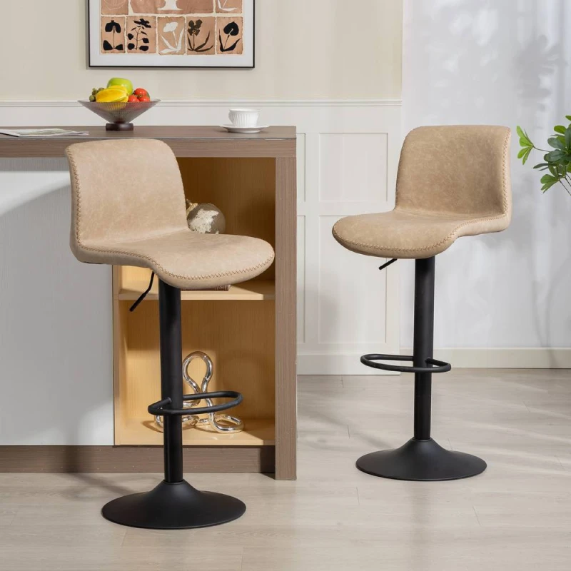 Image of Homcom Barstools Set Of 2, Dining Stools With Backrest And Footrest, Brown 835-326V71LR