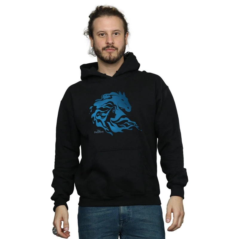 Image of Disney Men Frozen 2 Nokk Silhouette Hoodie in Black Size: Small Black S Male 5059400416343