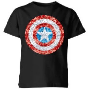 Image of Marvel Captain America Pixelated Shield Kids T-Shirt - Black - 9-10 Years