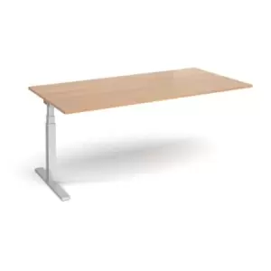 Image of Elev8 Touch boardroom table add on unit 2000mm x 1000mm - silver frame and beech top