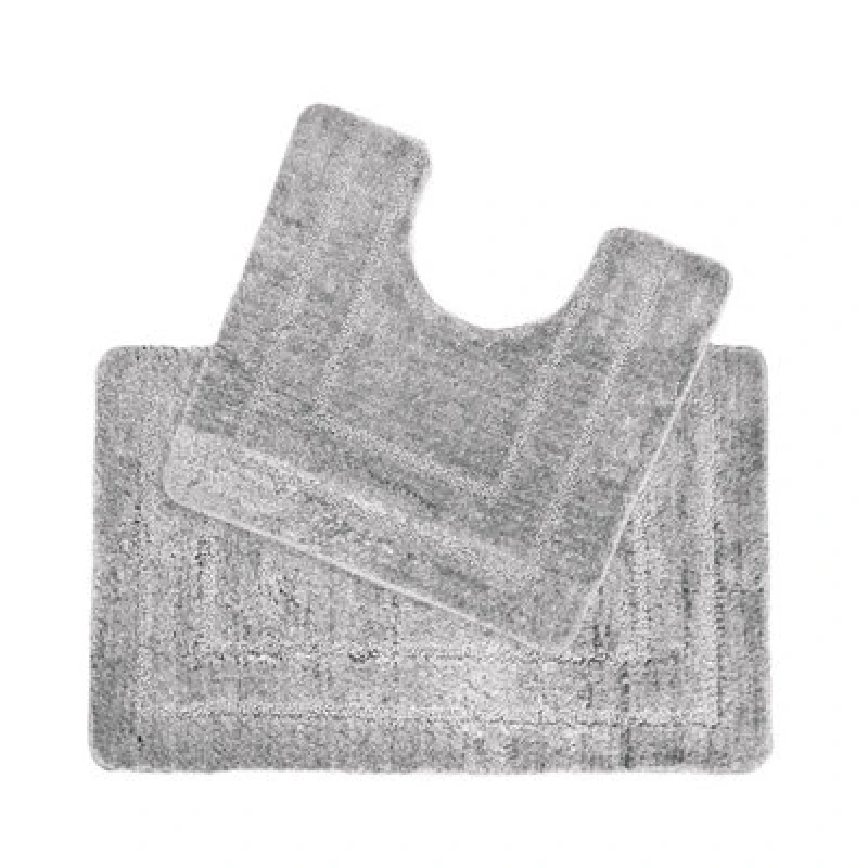 Image of Allure Bath Fashions Lisa Two Piece Non Slip Bath & Toilet Mat Set - Silver Grey