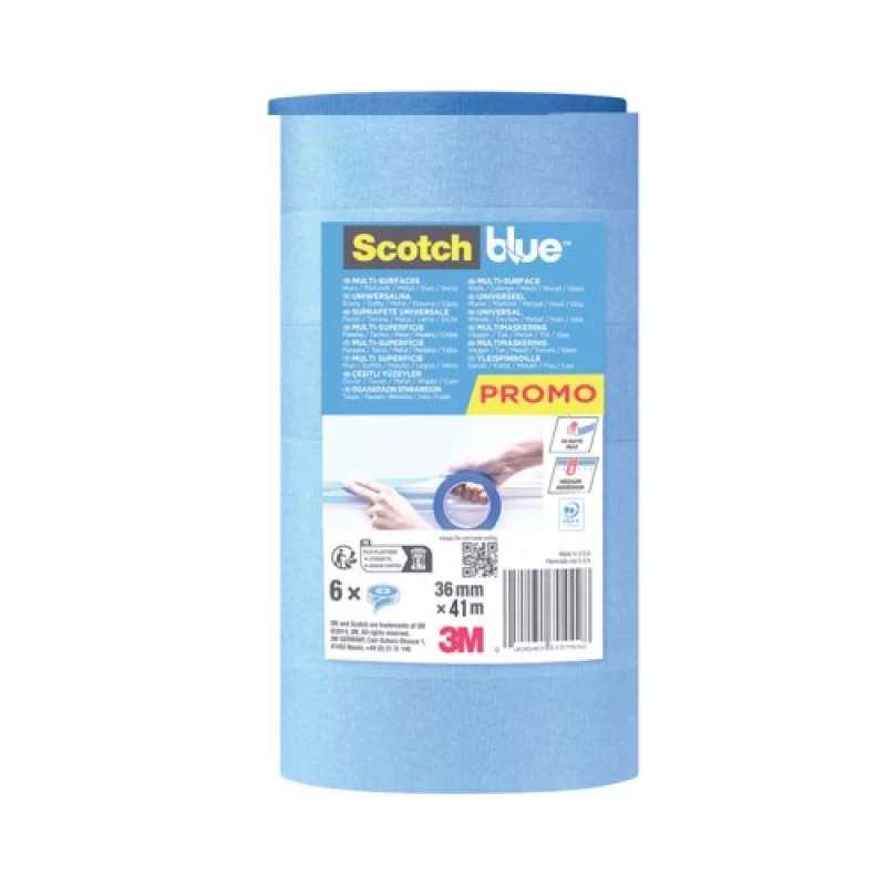 Image of ScotchBlue Multi Surface Masking Tape 36mm x 41m Pack of 6 7100329273 3M16271