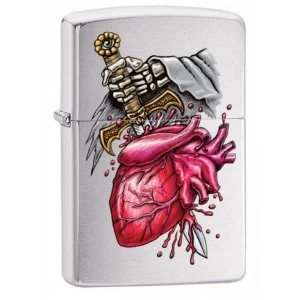 Image of Zippo Gothic Stabbed Heart Classic Brushed Chrome