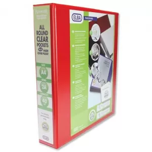 Image of Elba Leverless Arch A4 40mm Heavy Duty PVC 2 Arch Ring Ring Binders Red Pack of 5